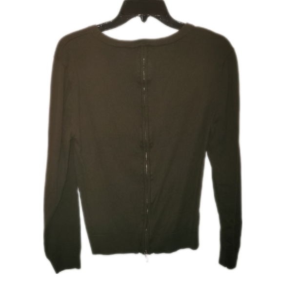 Bebe Floral Embroidered Khaki Army Green Sweater - Picture 9 of 10